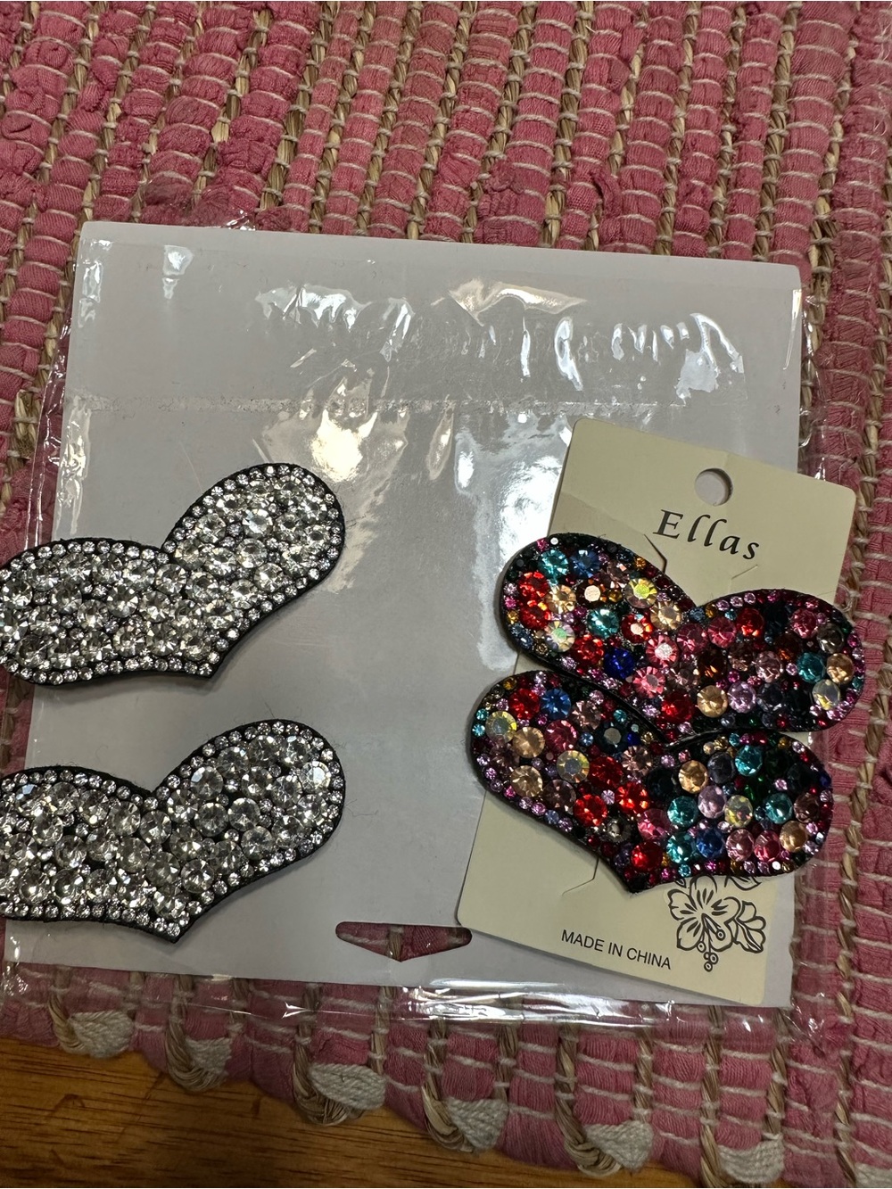 Ella Multicolor & Silver Crystal Heart Hair Clips - Set of 2 Pairs